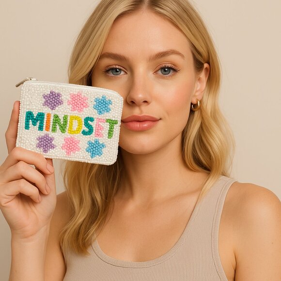 NWT, Mindset Beaded Inspiration Pouch Positive Energy Bag - Picture 1 of 6